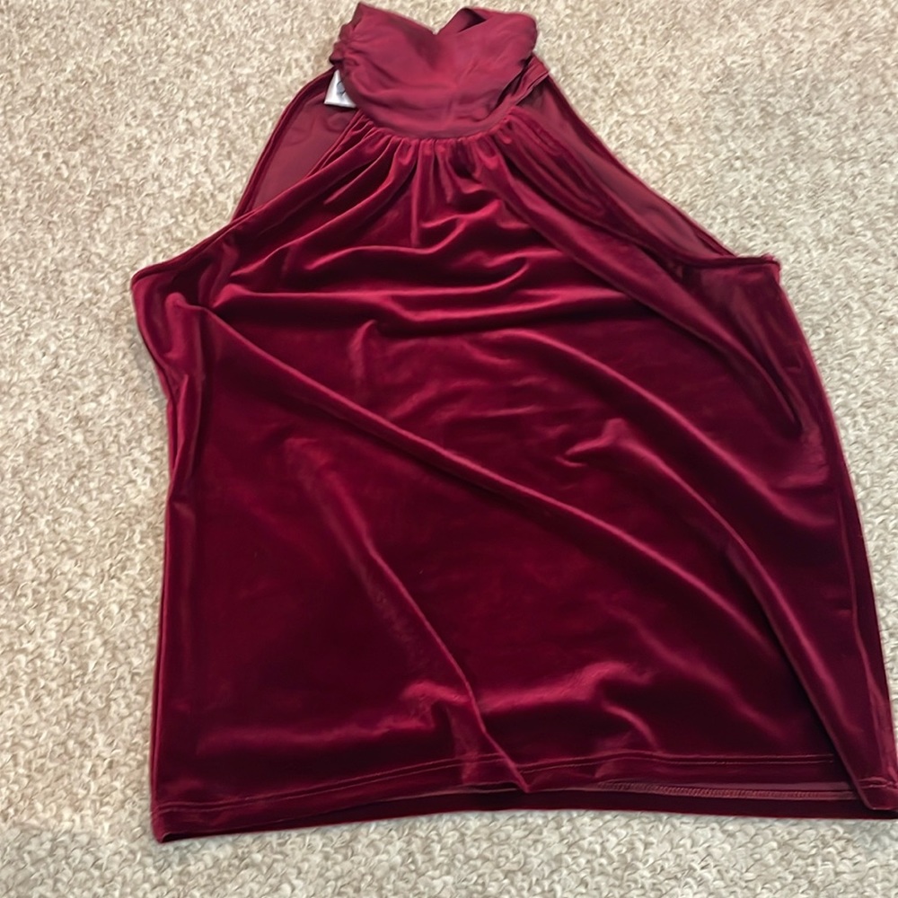 Sarah Campbell maroon halter top
